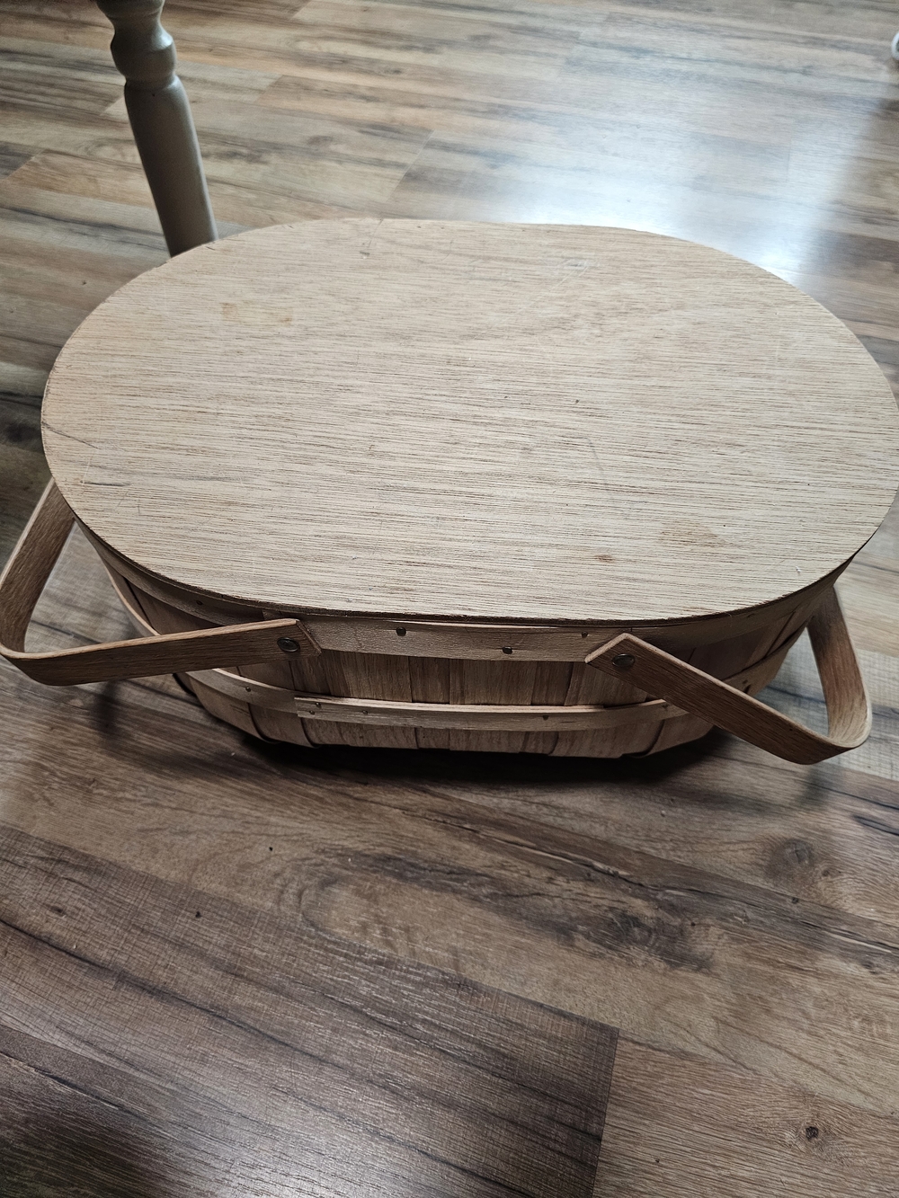 Natural Wood Oval Gathering Basket with Handles